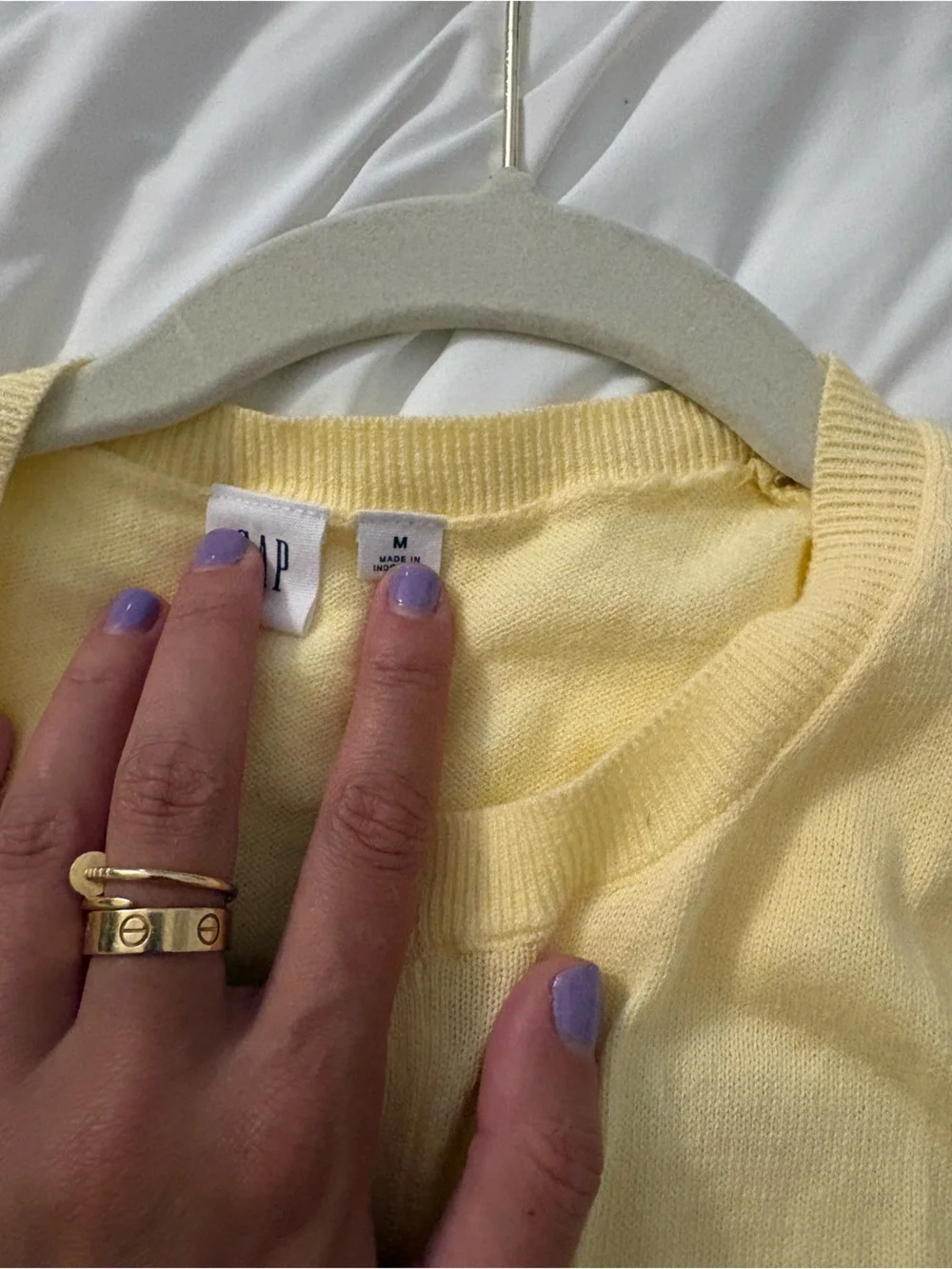 Gap Yellow and White Striped Button-Front Cardigan